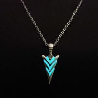 Tibetan Style Jewelry Necklace, arrowhead, plated, Unisex & luminated, more colors for choice, 20x46mm, Length:Approx 21.65 Inch, 5Strands/Lot, Sold By Lot