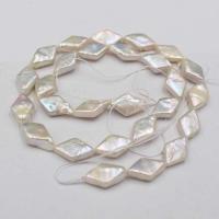 Genfødt ferskvandskulturperle Beads, Ferskvandsperle, Rhombus, naturlige & du kan DIY, hvid, 9*14mm, Solgt af Strand