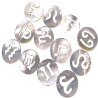 Natural White Shell Pendants Round handmade Zodiac symbols jewelry & DIY white 12mm Sold By Bag