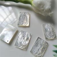 Natural White Shell Pendants Rectangle embossed DIY white Sold By Bag