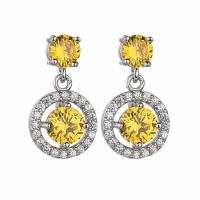 Brass Drop Earring plated micro pave cubic zirconia & for woman nickel lead & cadmium free Sold By Pair