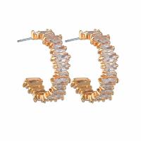 Brass Stud Earring, with 925 Sterling Silver, plated, micro pave cubic zirconia & for woman, more colors for choice, nickel, lead & cadmium free, 6.60x23mm, Sold By Pair