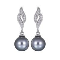 Copper Alloy Drop Earring plated micro pave cubic zirconia & for woman nickel lead & cadmium free Sold By Pair