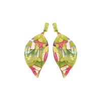 Acetate Drop Earring, Leaf, hollow, more colors for choice, 5*10mm, Sold By Pair