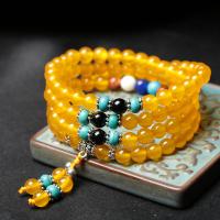 Poignet Mala, perles de citrine, avec calcédoine, multicouche & unisexe, plus de couleurs à choisir, 6mm, Vendu par brin