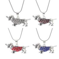 Stainless Steel Jewelry Necklace with Rhinestone Dog plated Mini & animal design 500+50mm Sold By Strand