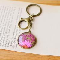 Zinc Alloy Key Clasp with Dried Flower plated vintage 30mm Sold By Set