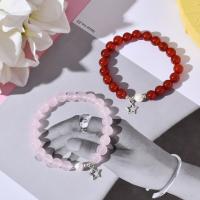 Gemstone Bracelets, Crystal, with Agate, portable, Crystal Clear, 6mm+-0.5, Sold By Strand