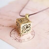 Perfume Locket Necklace, Tibetan Style, with Wax Cord, plated, vintage & Mini, antique gold color, 400*17*26mm, Sold By Strand