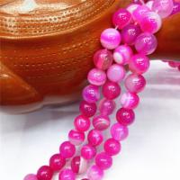 Natürliche Streifen Achat Perlen, rund, poliert, DIY & verschiedene Größen vorhanden, rosa Camouflage, verkauft per 38 cm Strang