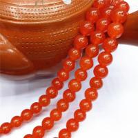 Natural Chalcedony Bead Round polished DIY reddish orange Sold Per 38 cm Strand