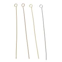 Brass Eyepin, plated, fashion jewelry, more colors for choice, nickel, lead & cadmium free, 3x50x0.50mm, Hole:Approx 2mm, 50PCs/Lot, Sold By Lot
