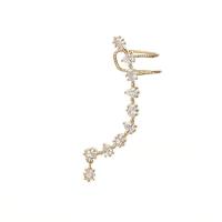 Brass Earring Clip plated micro pave cubic zirconia & for woman nickel lead & cadmium free Sold By PC