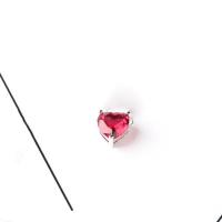 Pendentifs en laiton zircon cubique (CZ), avec quartz rubis, Plaqué de platine, pour femme, rouge, protéger l'environnement, sans nickel, plomb et cadmium, 8.10x8.10mm, Vendu par paire