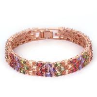 Cubic Zirconia Bracelet, Copper Alloy, plated, micro pave cubic zirconia & for woman, more colors for choice, nickel, lead & cadmium free, 12mm, Sold Per 7.125 Inch Strand