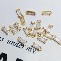 Cubic Zirconia Brass Pendants with Cubic Zirconia Rectangle gold color plated DIY nickel lead & cadmium free Sold By PC