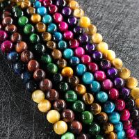 Tiger Eye perle, Button Shape, uglađen, možete DIY & različite veličine za izbor & faceted, više boja za izbor, Prodano By Strand
