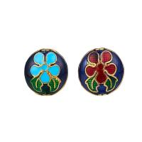 Imitation Cloisonne Tibetan Style Beads, Round, gold color plated, enamel, more colors for choice, nickel, lead & cadmium free, 14x15mm, Hole:Approx 1.6mm, 10PCs/Bag, Sold By Bag