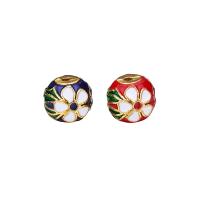 Imitation Cloisonne Tibetan Style Beads, Round, gold color plated, enamel, more colors for choice, nickel, lead & cadmium free, 9x10mm, Hole:Approx 1.5mm, 10PCs/Bag, Sold By Bag