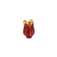 Tibetan Style Bead Cap, Flower, gold color plated, enamel, red, nickel, lead & cadmium free, 3x11mm, Hole:Approx 1.8mm, 10PCs/Bag, Sold By Bag