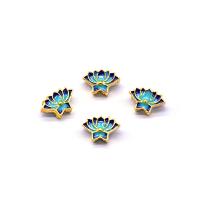 Imitation Cloisonne Zinc Alloy Beads Flower gold color plated enamel blue nickel lead & cadmium free Approx 1.3mm Sold By Bag