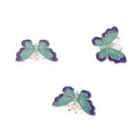 Tibetan Style Enamel Pendants, Butterfly, silver color plated, nickel, lead & cadmium free, 21x14.50mm, Hole:Approx 2mm, 10PCs/Bag, Sold By Bag