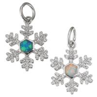 Cubic Zirconia Micro Pave Brass Pendant with Opal Snowflake plated micro pave cubic zirconia Approx 4.5mm Sold By Lot