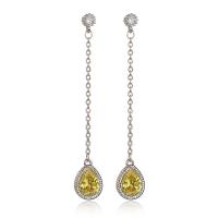 Cubic Zircon (CZ) Drop Earring Copper Alloy with 925 Sterling Silver plated micro pave cubic zirconia & for woman nickel lead & cadmium free Sold By Pair