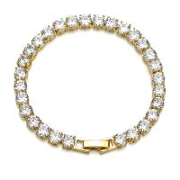 Cubic Zirconia Micro Pave Brass Bracelet, plated, different size for choice & micro pave cubic zirconia & for woman, more colors for choice, nickel, lead & cadmium free, 6mm, Sold By Strand
