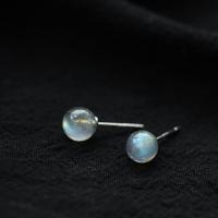 Brass Stud Earring with Labradorite portable blue 0.6CM Sold By Pair