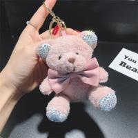 Zinc Alloy Key Clasp Plush Bear plated fashion jewelry & for woman & with rhinestone Sold By PC