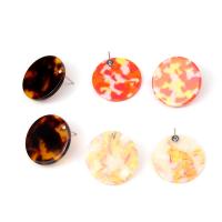Acrylic Stud Earring, with Tibetan Style, for woman, more colors for choice, 30x30mm, Sold By Pair