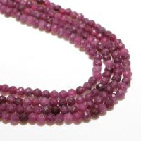 Perles bijoux en pierres gemmes, Rubis, Rond, naturel, DIY & facettes, pourpe, 3mm, 120PC/brin, Vendu par brin