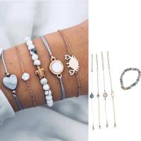 Zinc Alloy Bracelet Set Geometrical Pattern plated 5 pieces & for woman 180+50mm Sold By Set