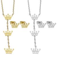 Fashion Stainless Steel Jewelry Sets Stud Earring & necklace plated fashion jewelry & for woman 1.5mm Length 16.2  Sold By Set