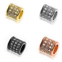 Brass Large Hole Bead plated DIY & micro pave cubic zirconia nickel lead & cadmium free Sold By Bag