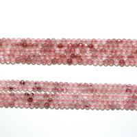 Perline di quarzo naturale, Strawberry Quartz, Cerchio, DIY & sfaccettati, rosa, 4mm, Venduto da filo