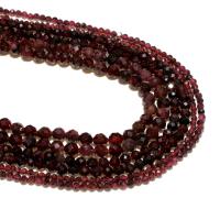 Natural Garnet Beads, Round, DIY & faceted, dark red, 2mm, Sold By Strand