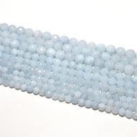 Gemstone Jewelry Beads, Aquamarine, Round, natural, DIY & faceted, light blue, Sold By Strand