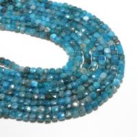 Grânulos de gemstone jóias, Apatites, Cubo, naturais, DIY & facetada, azul, 4mm, 95PCs/Strand, vendido por Strand