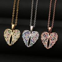 Cubic Zircon Micro Pave Brass Necklace with stainless steel chain Heart plated micro pave cubic zirconia & for woman & hollow Sold Per Approx 19.68 Inch Strand