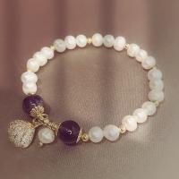 Bracelet en perles de culture d'eau douce, perle, Motif géométrique, Placage, styles différents pour le choix & pour femme, plus de couleurs à choisir, 190-200mm, Vendu par brin