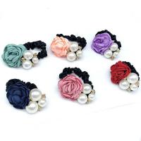 Ponytail Holder, Rubber Band, Flower, handmade, imitation pearl & different styles for choice & for woman, more colors for choice, 50mm, Sold By PC