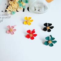 Tibetan Style Stud Earring, Flower, DIY, more colors for choice, 10PCs/Bag, Sold By Bag