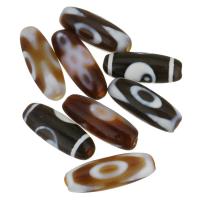Natural Tibetan Agate Dzi Beads, plated, durable & fashion jewelry, 10x28x10mm, Hole:Approx 2.5mm, 10PCs/Lot, Sold By Lot