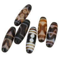 Natural Tibetan Agate Dzi Beads, plated, durable & fashion jewelry, 11x30x11mm, Hole:Approx 2.5mm, 10PCs/Lot, Sold By Lot