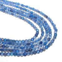 Prirodni Plavi ahat perle, Blue Agate, Krug, prirodan, možete DIY & faceted, plav, 4mm, Približno 95računala/Strand, Prodano By Strand