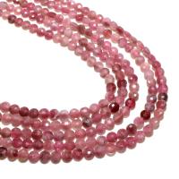 Perles bijoux en pierres gemmes, tourmaline, Plat rond, naturel, DIY & facettes, rose, 4mm, 95PC/brin, Vendu par brin