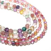 Natural Quartz Jewelry Beads Super-7 Flat Round DIY & faceted multi-colored 4mm Sold By Strand