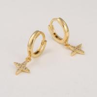 Huggie hoepel Drop Earrings, Messing, gold plated, micro pave zirconia & voor vrouw, 5x25mm, Verkocht door pair